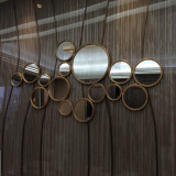铁艺挂镜墙壁挂饰背景墙装饰镜仿古铜色圆形镜组合壁饰餐边镜欧式
