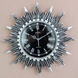包邮豪华单面异形欧式复古太阳艺术钟表客厅静音钟创意钟树脂挂钟