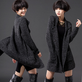 2015秋韩版女装ZARA代购羊绒衫针织开衫中长款加厚羊毛毛衣外套女