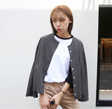 2016春装新品韩国ulzzang学院风宽松单排扣条纹衬衫短外套女