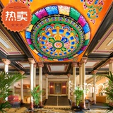 民族藏式唐卡佛教天花板吊顶坛城酒店大堂佛堂背景墙壁纸大型壁画