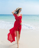 波西米亚长裙雪纺吊带显瘦沙滩度假海边大摆连衣裙仙