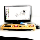 品收纳盒电脑键盘整理收纳架多功能桌面置物架竹木创意办公室用