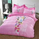 粉色四件套卡通长颈鹿可爱床单大版被套床上用品 纯全棉四件套