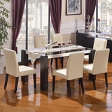 华人顾家 简约现代餐桌时尚钢化玻璃酒店饭店餐台餐桌椅组合K701T