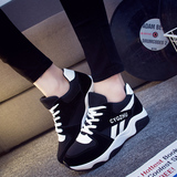 春季女士百搭休闲运动鞋韩版黑白时尚女鞋子系带学生跑步鞋气垫鞋