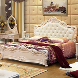 欧式双人床 真皮法式床 高档贵族床1.5米/1.8米公主床 实木高箱床