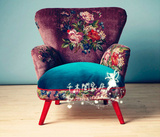 新古典布艺印花单人沙发椅欧式田园影楼创意沙发休闲椅设计师家具