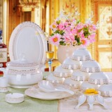 餐具套装 景德镇陶瓷器56头骨瓷 欧式碗碟成套 结婚庆特价包邮