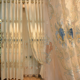 欧式奢华客厅窗帘大气高档卧室雪尼尔绣花窗帘布料刺绣成品定制