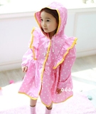 新款 韩国进口正品代购 儿童雨衣/可爱女童圆点雨衣