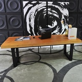 简约现代铁艺实木办公桌会议桌复古写字台式电脑桌家用长方形桌子