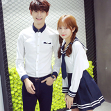2016新款韩版初高中学生校服班服长袖短袖白衬衫制服男女款套装女