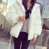 韩国ulzzang女棉服面包服宽松短款冬季纯色连帽羽绒棉外套白黑色
