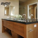 简约现代浴室柜落地卫浴柜组合橡木中式双台下盆洗手脸面池台柜盆