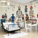 卡通机器人大型无缝壁画儿童房卧室壁纸幼儿园3d无纺布墙纸墙布