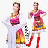 广场舞藏族舞蹈表演服装少数民族演出服长短款水袖舞台服饰女摆裙