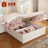 田园床1.2儿童韩式床1.5米公主床双人气动床1.8婚床储物床 高箱床