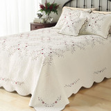 外贸出口床品欧美式绣花床盖绗缝被三件套欧式纯棉加大床罩空调被