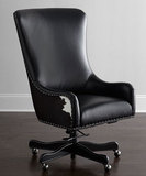 美式实木书椅真皮办公椅家用写字椅简约欧式升降转椅时尚电脑椅子
