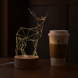 北欧3D立体动物木质装饰台灯led小夜灯高档精致家居创意生日礼物