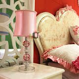 韩式婚庆卧室床头灯台灯 欧式现代公主粉红色水晶儿童房灯饰台灯