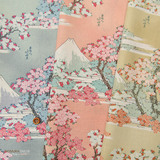日本代购印花布料 人气和柄 富士山 樱花 浴衣和服书衣 纯棉 现货