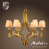 全铜纯加厚吊灯美式欧式客厅卧室餐厅出口布艺灯罩LED加高大号