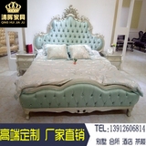 欧式床新古典婚床雕花 实木床后现代布艺大床奢华1.8米双人公主床