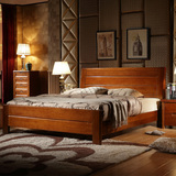 美安之家 胡桃木纯实木床 现代中式1.5米1.8米全实木原木简约大床