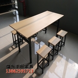 快餐桌椅厂家直销 分体餐桌椅 可挂凳长条桌 6人培训桌