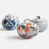 极有家日式陶瓷碗手绘汤碗盖碗蒸蛋盅创意情侣甜品碗酱料调味碗