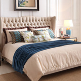 简约大气现代美式棉麻亚麻印花中式样板房床上用品十件套定制特价