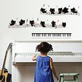 乐器店铺 AY黑色猫咪五线谱音乐钢琴班级教室布置儿童园墙贴纸卧