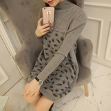 2015冬装新款韩版女士毛衣宽松中长款套头小高领针织衫打底衫女装