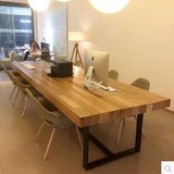 美式乡村loft铁艺实木餐桌椅组合复古电脑办公桌书桌工作台会议桌