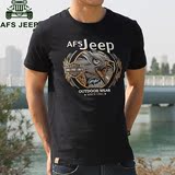 Afs Jeep/战地吉普短袖t恤男士圆领宽松直筒大码纯棉时尚3D印花