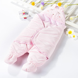 婴儿超柔绒连脚抱被新生儿抱毯春秋冬款宝宝分腿式睡袋包被抱毯