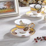 欧式英式骨瓷咖啡杯碟出口下午红茶杯创意送勺陶瓷马克杯子爱马仕