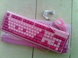 KT猫键盘粉色USB键盘+德意龙210粉色鼠标组合键盘鼠标套餐