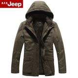 Afs Jeep/战地吉普加绒夹克男装吉普男士加厚夹克中长款加绒外套