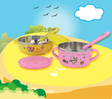 婴儿儿童防溢隔热汤碗婴儿304不锈钢保温饭盒带盖汤杯餐具套装