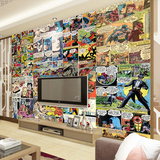 欧美卡通3D立体人物墙纸漫画杂志拼图壁纸 艺术空间背景大型壁画