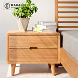 kakawood双抽床头柜 进口榆木实木床头柜北欧日式简约设计