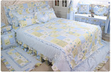 蓝色拼布纯棉四件套韩式床品床上用品韩版床裙床罩式全棉四件套