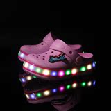 鞋2016夏季新款童鞋中小儿童男女凉鞋LED夜光发光灯光鞋镂空洞洞