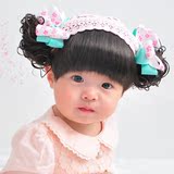 包邮韩版女宝宝婴幼儿假发发饰 可爱粉色帽子齐刘海发带1-2-3-4岁