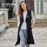 SUNVIEW/尚约品牌女装专柜正品2016春夏新款时尚翻领无袖风衣外套