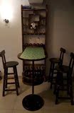现代美式实木吧台家用客厅小吧台酒柜隔断柜 靠墙吧台桌椅组合