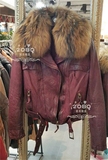韩国正品代购冬款女短款加棉修身毛领羊皮机车款保暖真皮衣外套